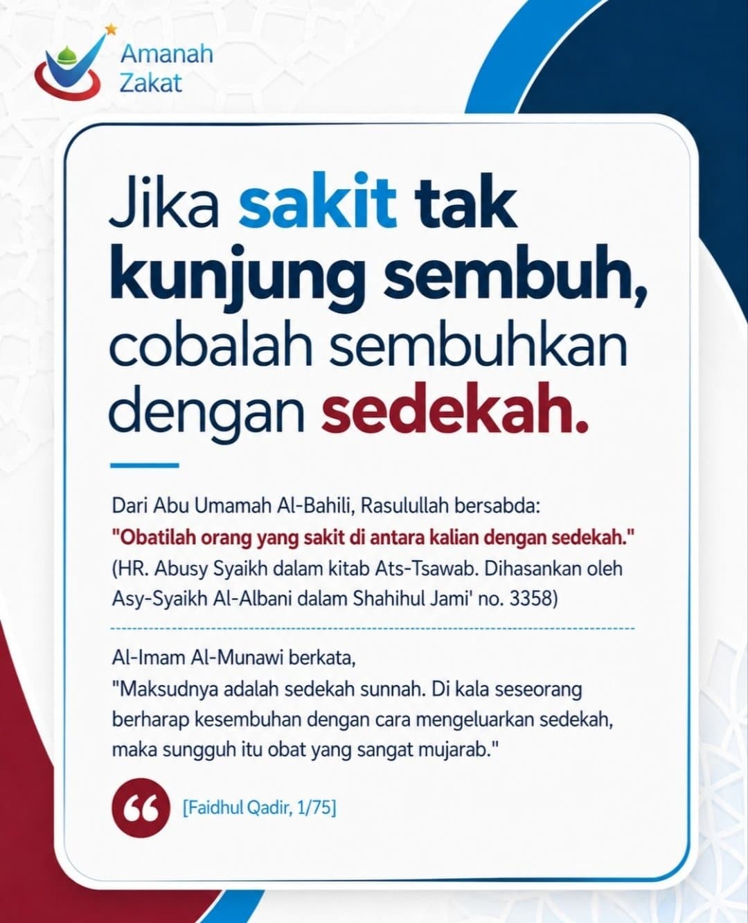 Sakit Tak Kunjung Sembuh Cobalah Sembuhkan dengan Sedekah